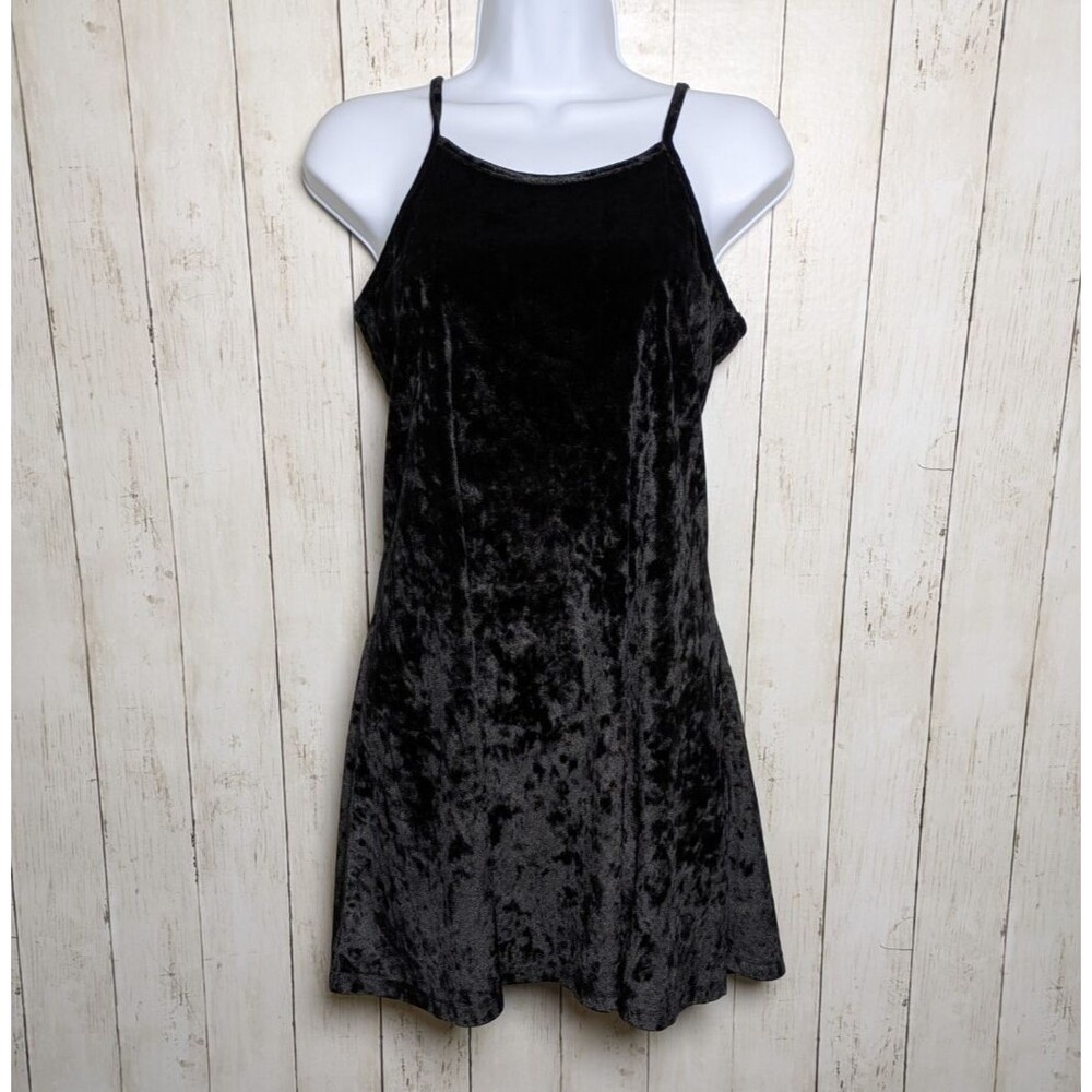 Crazy 8 Black Crushed Velvet Girls Dress 10/12 Goth Y2K Holiday Party Alt Skater - Picture 3 of 10